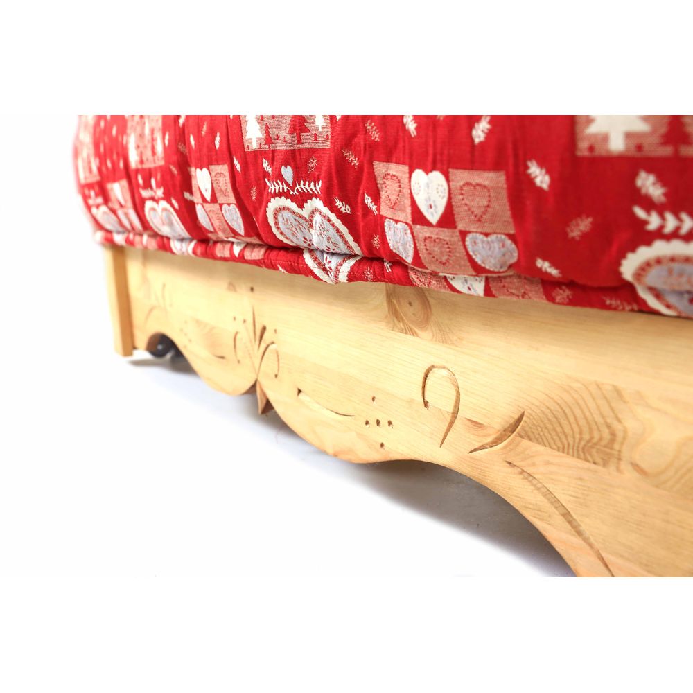 Canapé convertible BZ pin massif sculpté 140 x 200 cm coeurchevel rouge Aspin