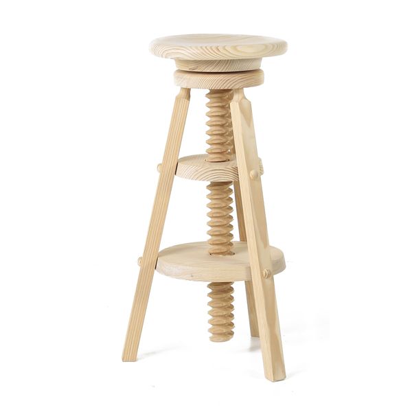 Tabouret de bar à vis réglable en pin massif brut rustique- Région