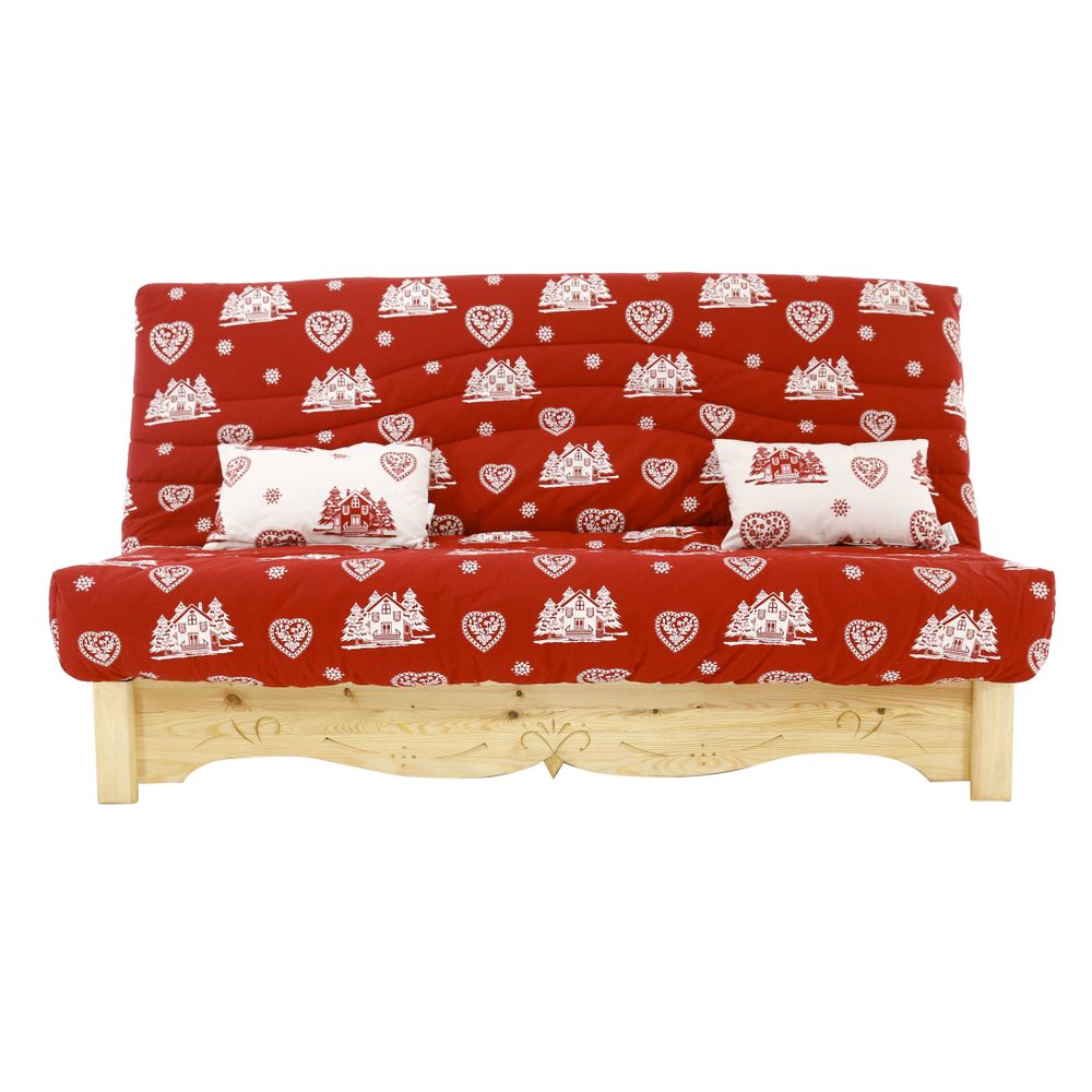 Housse de canapé convertible Clic clac 140 x 190 cm coeurchevel rouge Aspin