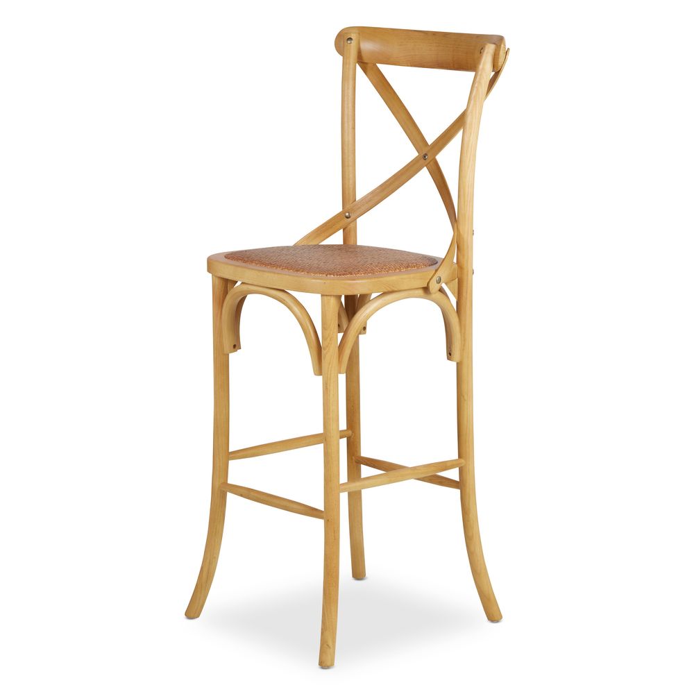 Chaise de bar bistrot rotin et bois d'orme