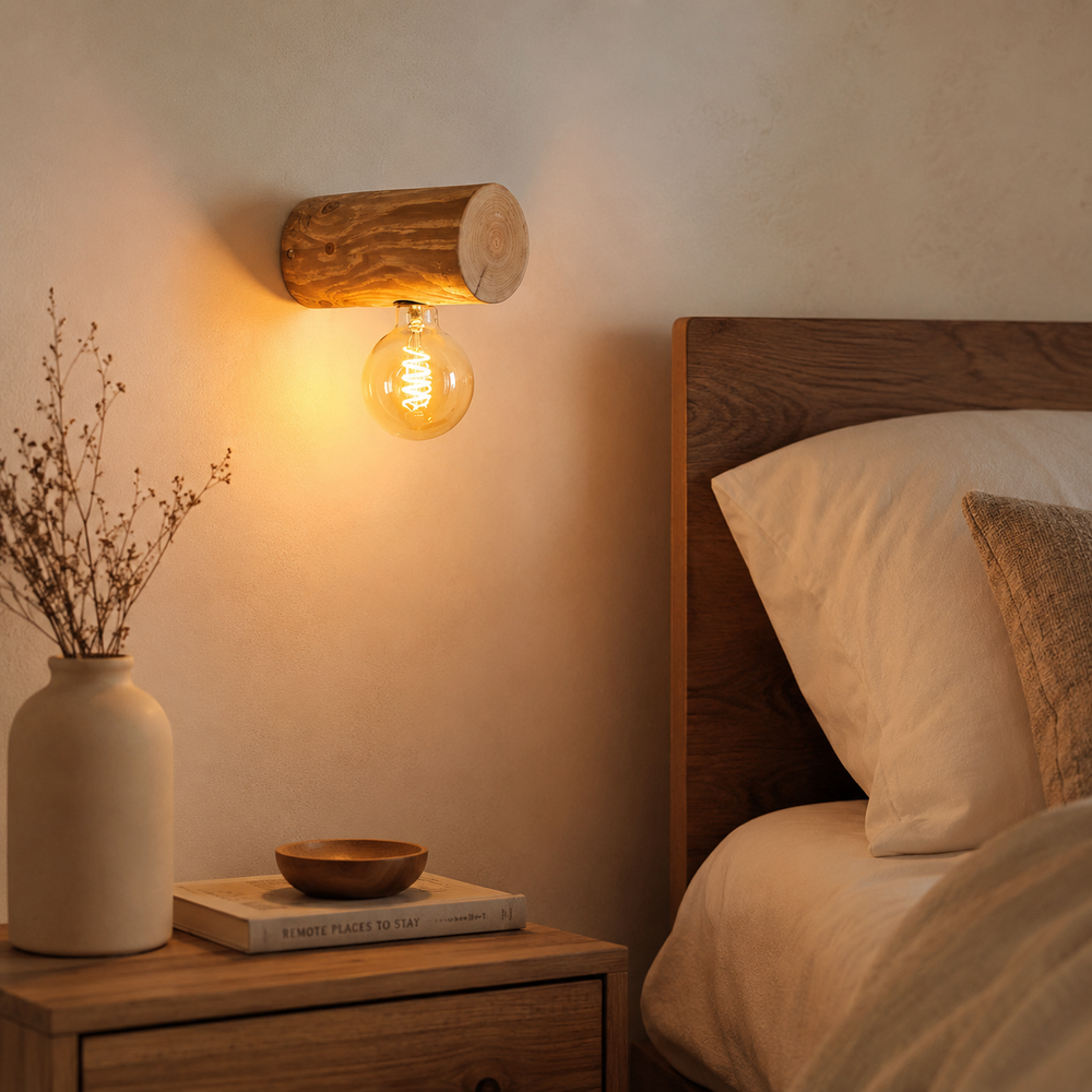 Applique murale CORE en pin naturel et lin
