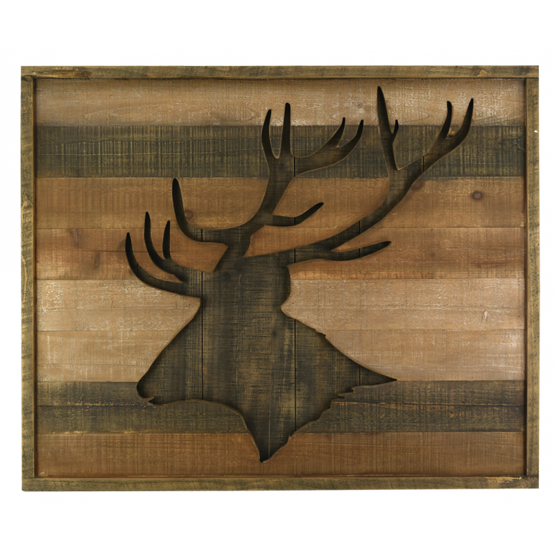 Cadre en pin motif cerf