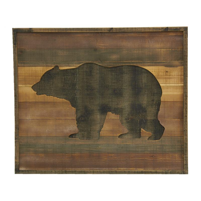Cadre en pin motif ours