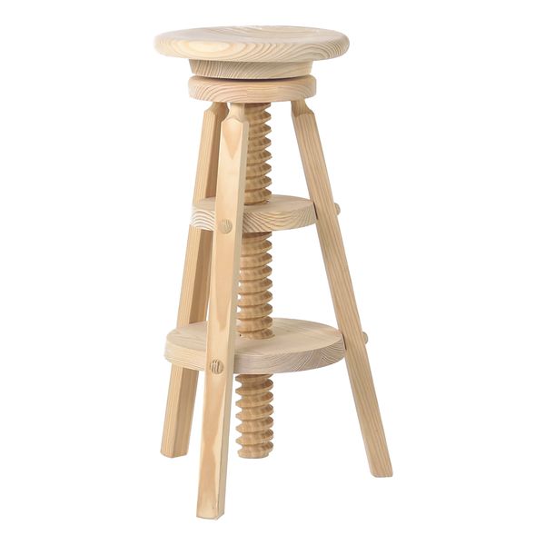 Tabouret de bar à vis réglable en pin massif brut rustique- Région