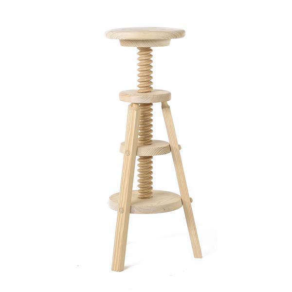 Tabouret de bar à vis réglable en pin massif brut rustique- Région