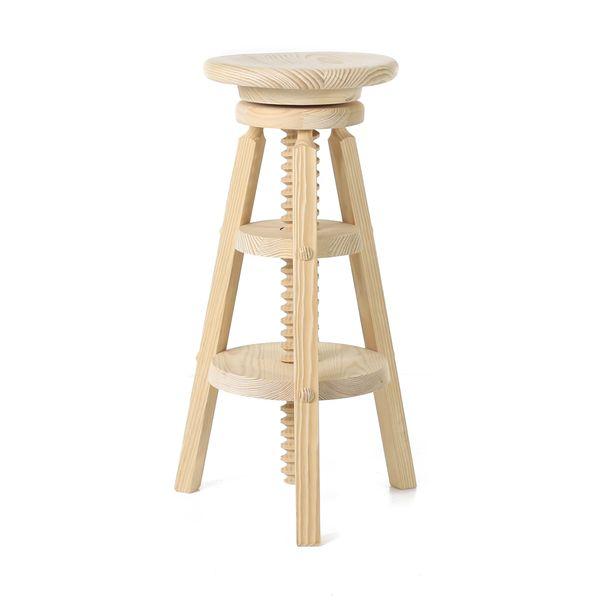 Tabouret de bar à vis réglable en pin massif brut rustique- Région