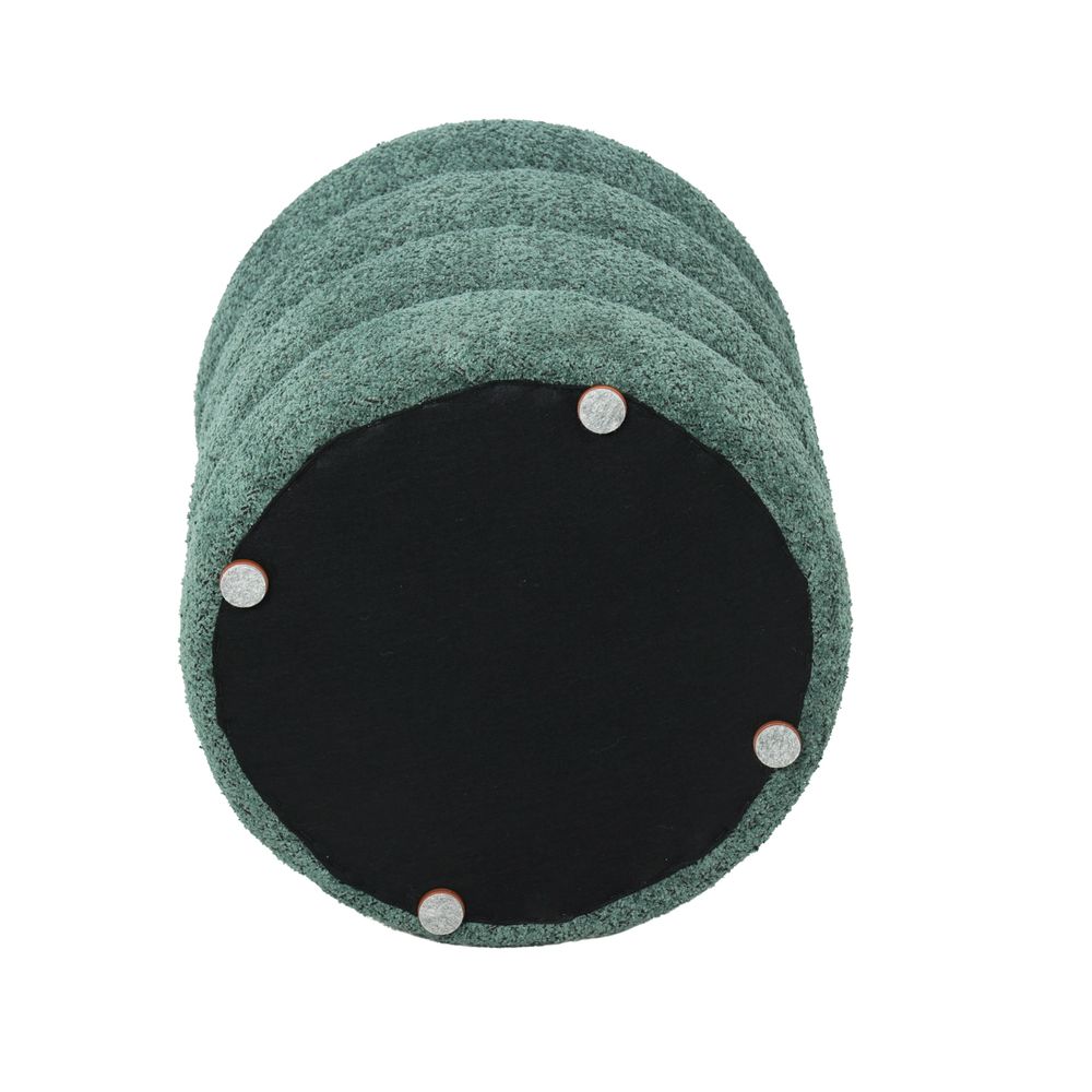 Pouf tissu effet fourrure rase vert émeraude