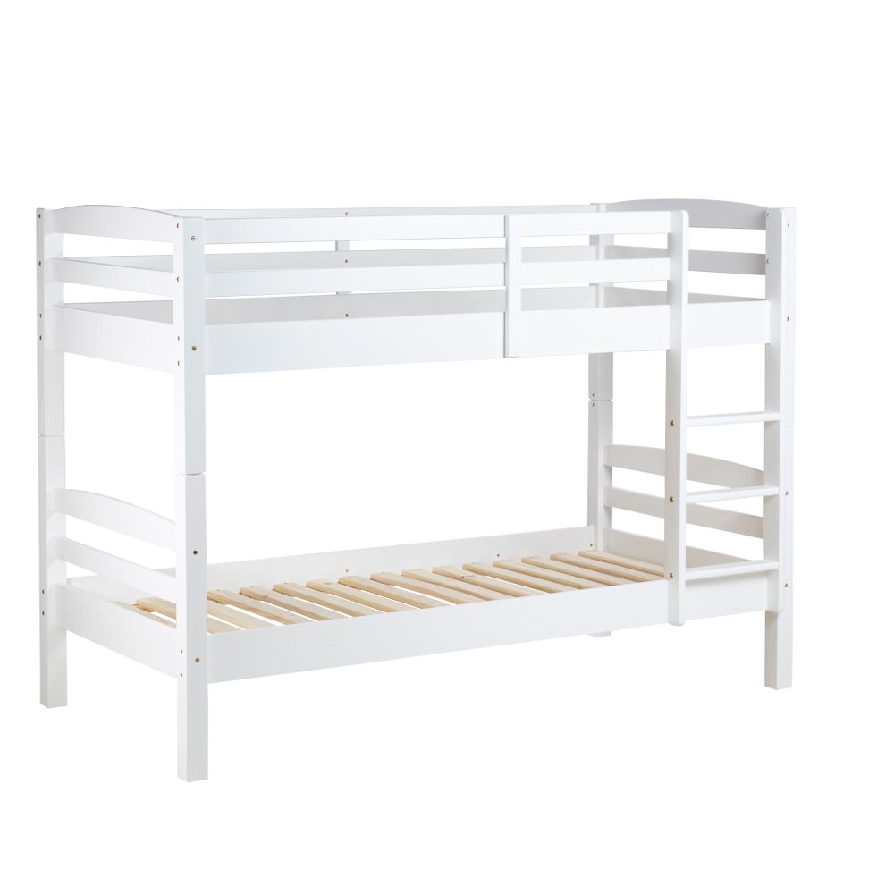 Lit superposé 80x190cm pin massif blanc KIRK