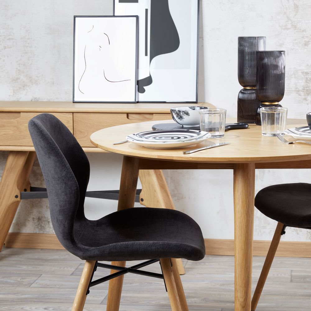 Chaise tissu soft touch noir