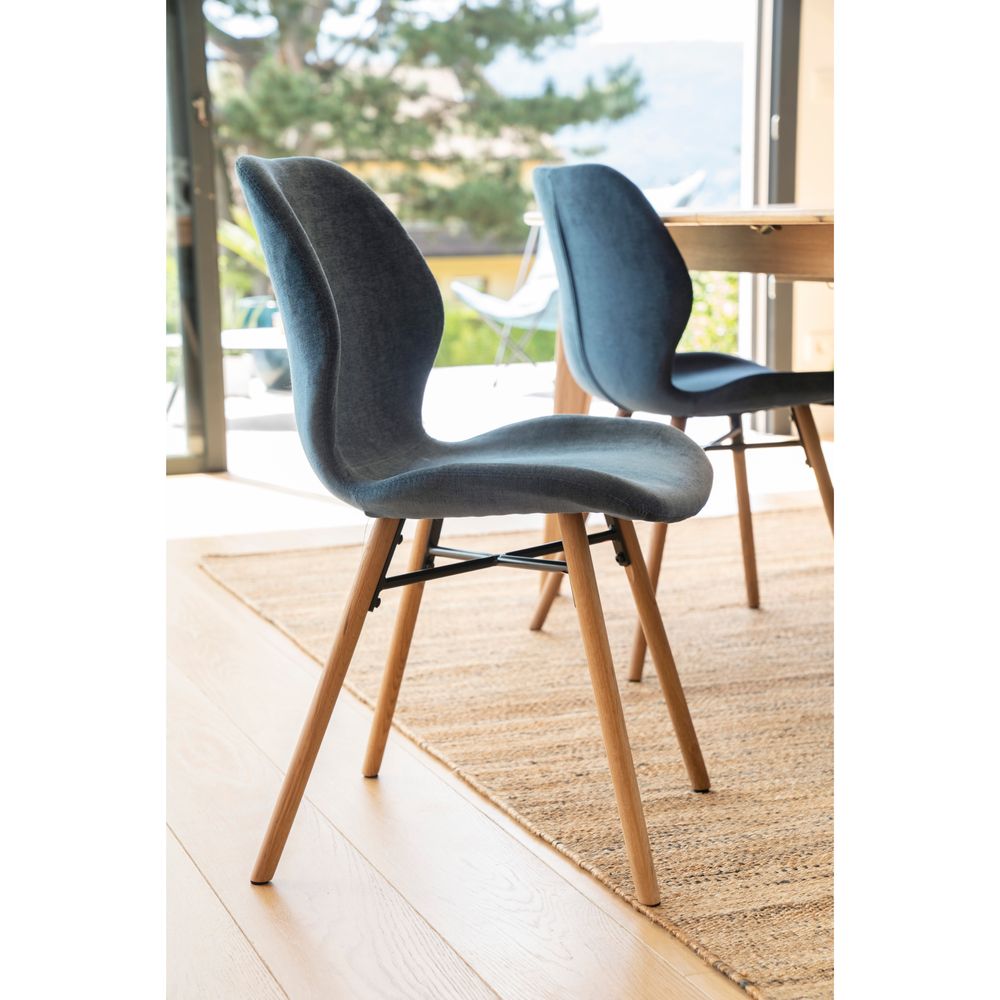 Chaise tissu soft touch bleu foncé
