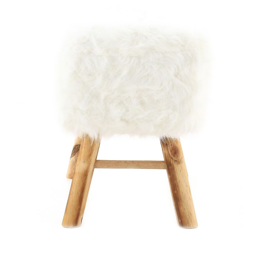 Pouf fausse fourrure blanche