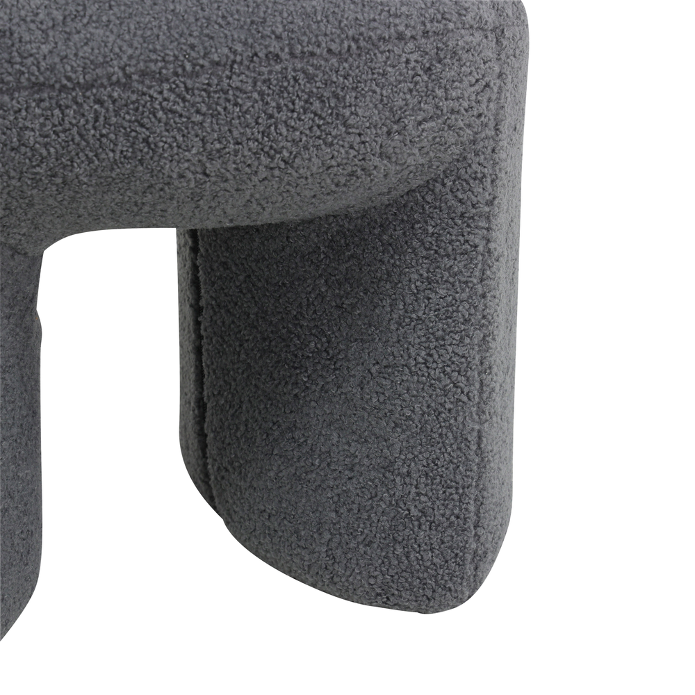 Pouf tissu effet laine bouclette gris bleu
