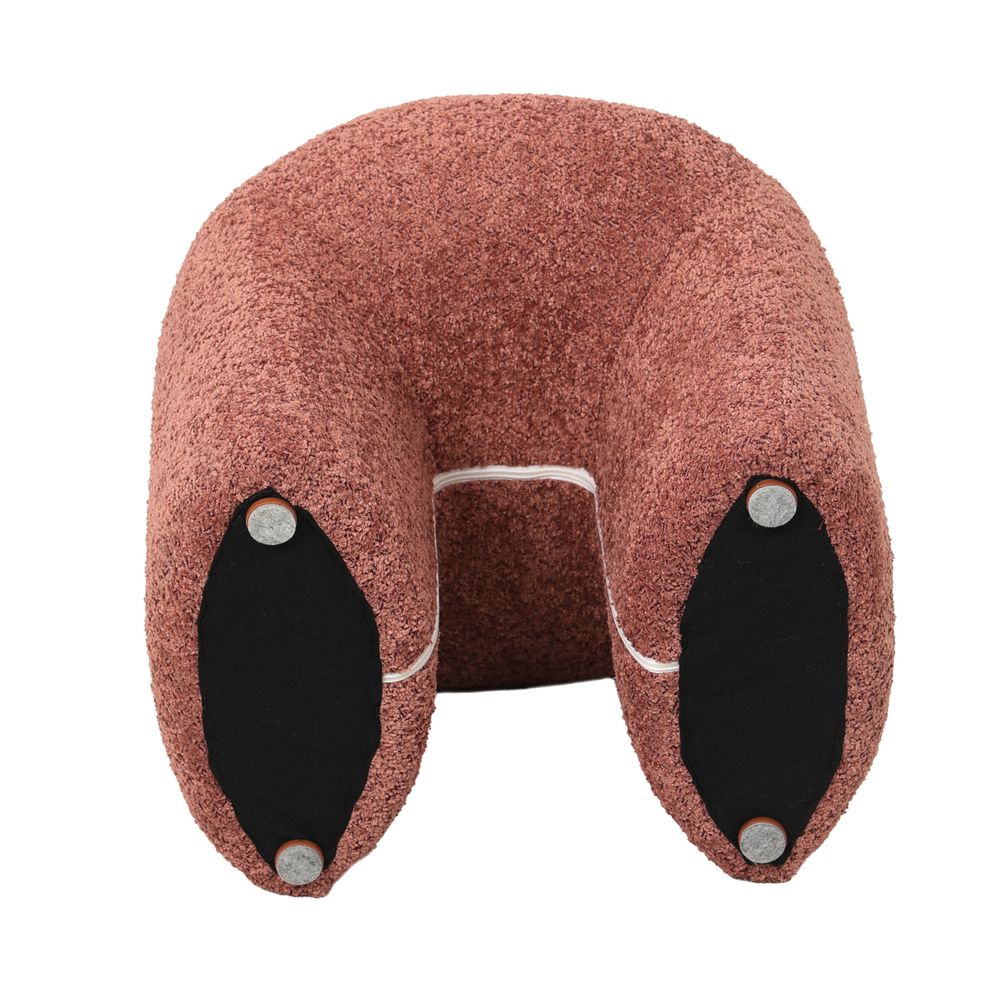 Pouf tissu effet fourrure rase vieux rose