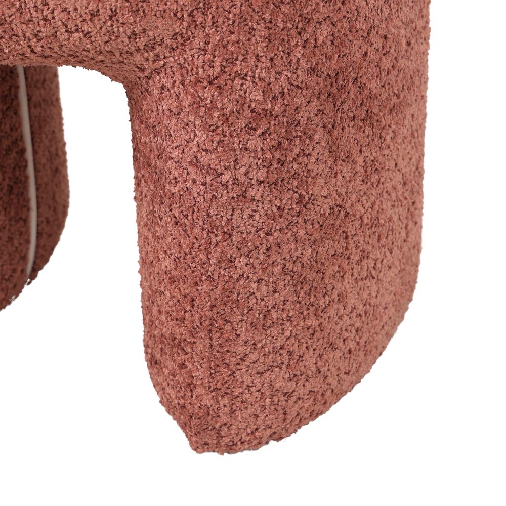 Pouf tissu effet fourrure rase vieux rose