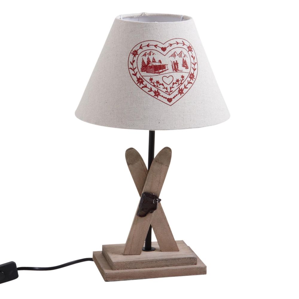 Lampe à poser en bois H39 cm piétement ski