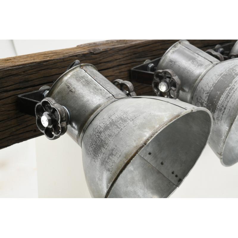 Applique murale 2 lampes industriel en bois recyclé et métal