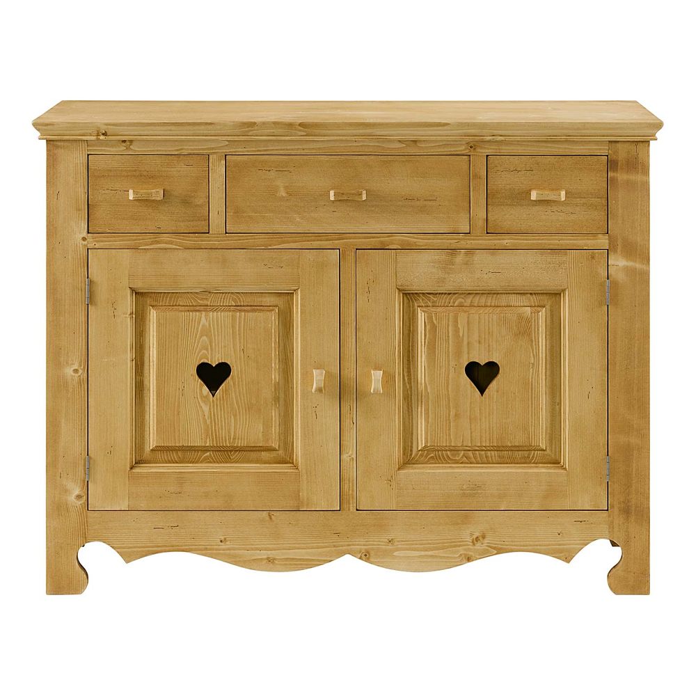 Meuble bas 3 tiroirs, 2 portes avec coeurs