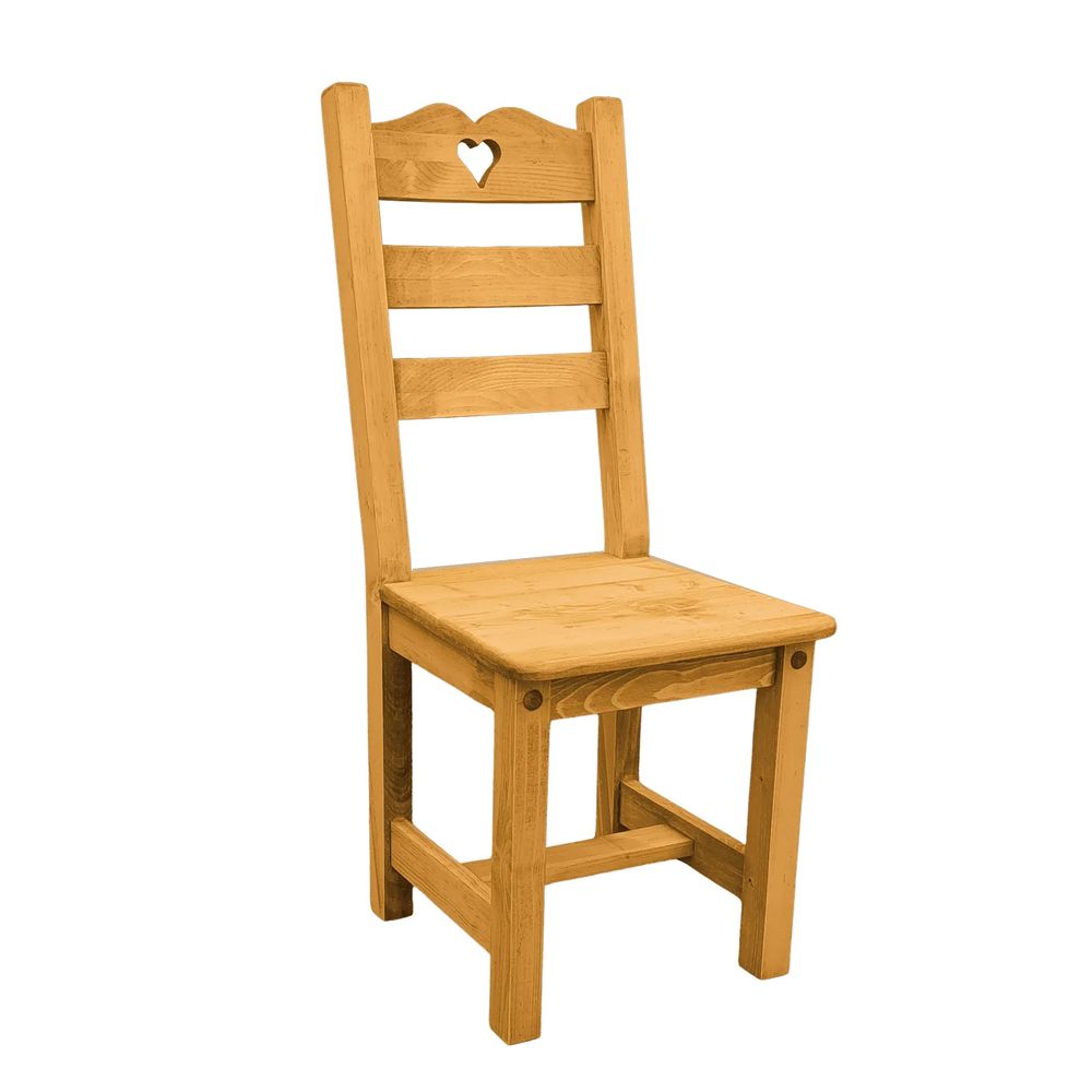 Chaise coeur en bois massif dossier haut incurvé