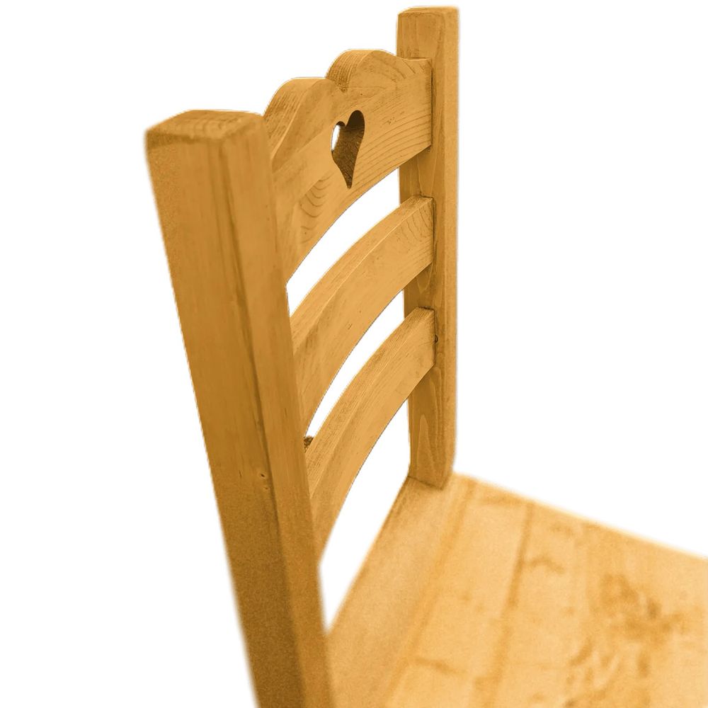 Chaise coeur en bois massif dossier haut incurvé