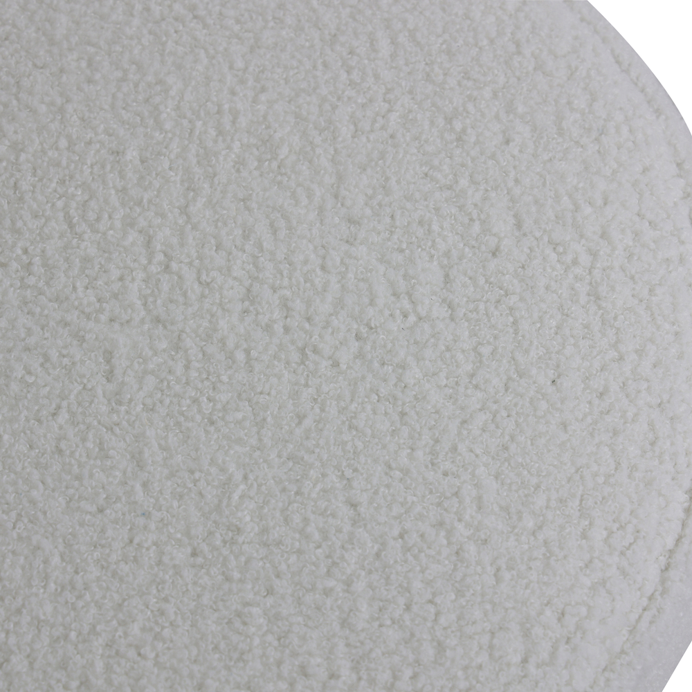 Pouf tissu effet laine bouclette écru