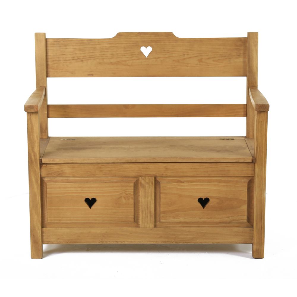 Banc coffre campagnard coeur en pin gamme Région