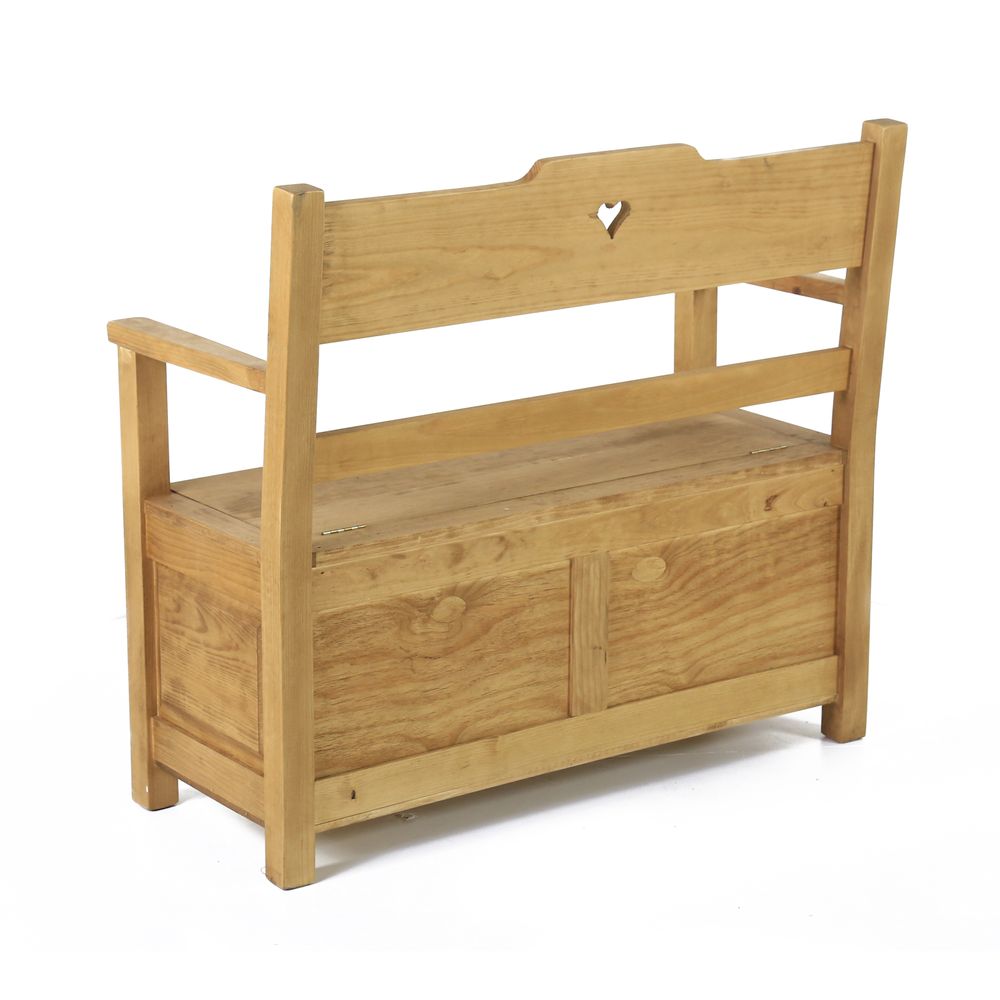Banc coffre campagnard coeur en pin gamme Région
