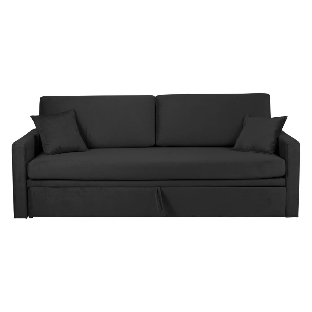 Canapé gigogne 140 x 200 cm en tissu effet velours gris foncé Ripozzini