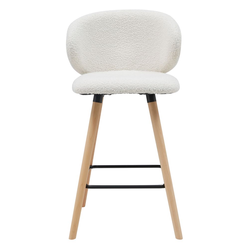 Chaise de bar tissu effet laine bouclette blanc