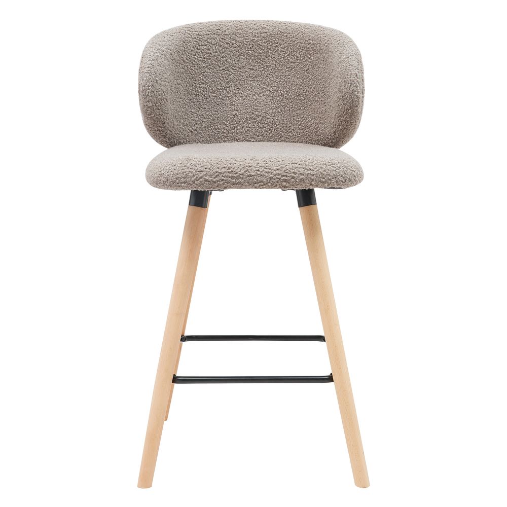 Chaise de bar tissu effet laine bouclette taupe