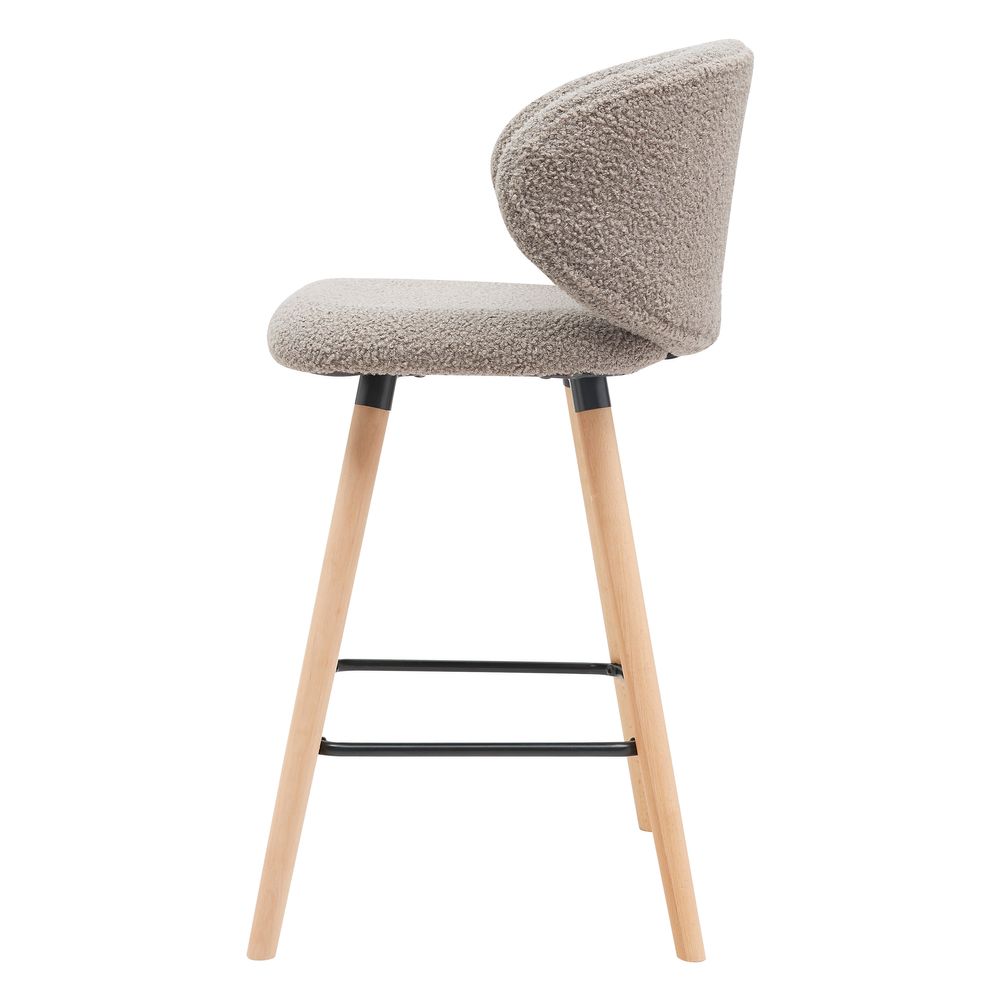 Chaise de bar tissu effet laine bouclette taupe