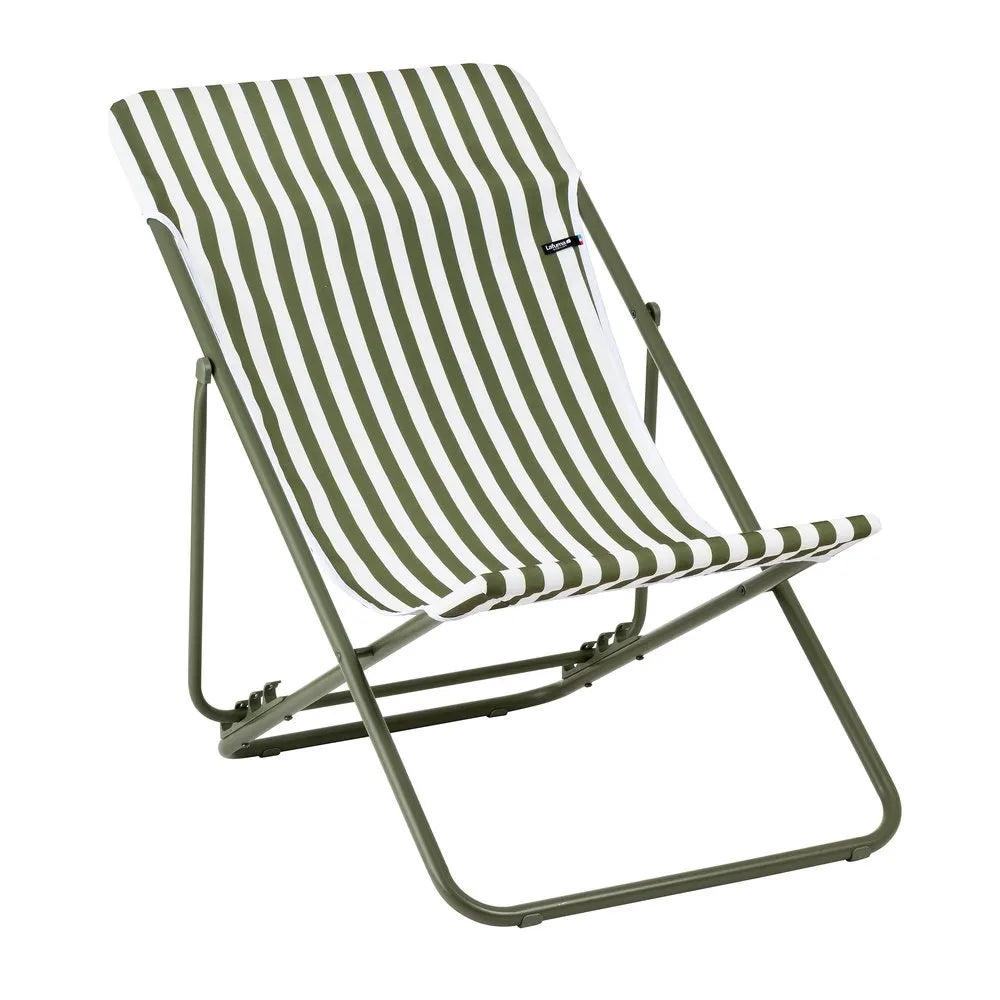 Transat jardin pliant multi-positions Vert Rayure