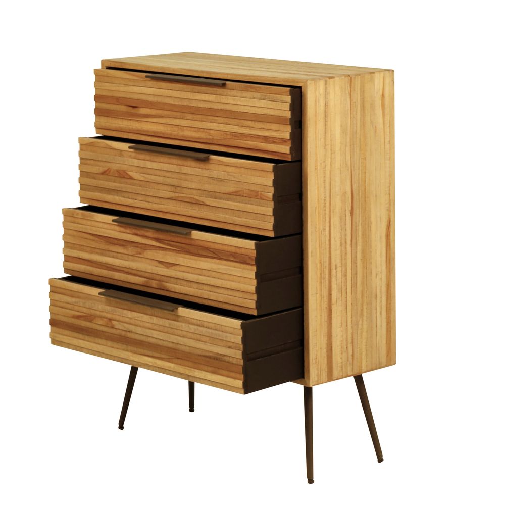 Commode teck recyclé 4 tiroirs